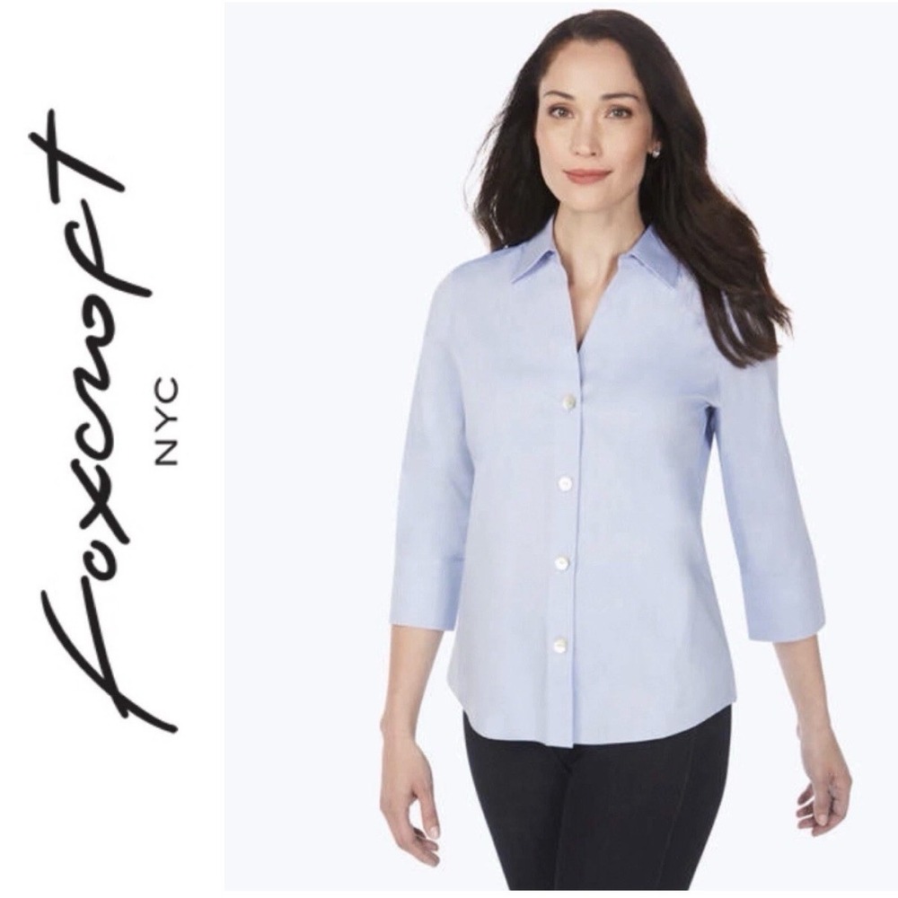 Foxcroft Button Down Shirt L No Iron Normcore New England Office Clean Girl